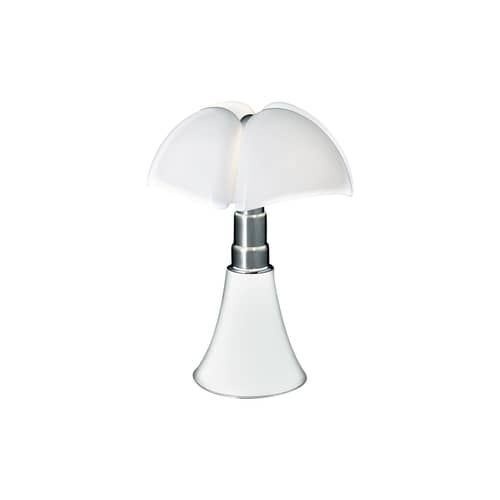 Lampe de table Pipistrello / H 66 à 86 cm - Gae Aulenti, 1965 - Martinelli Luce - Blanc - Acier galvanisé, Aluminium laqué, Méthacrylate opalin