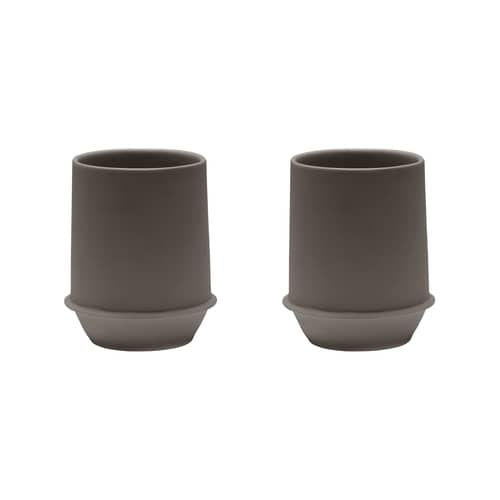 Set de 2 mugs Dune / By Kelly Wearstle - Ø 9 x H 11,5 cm - Serax - Marron Ardoise - Porcelaine