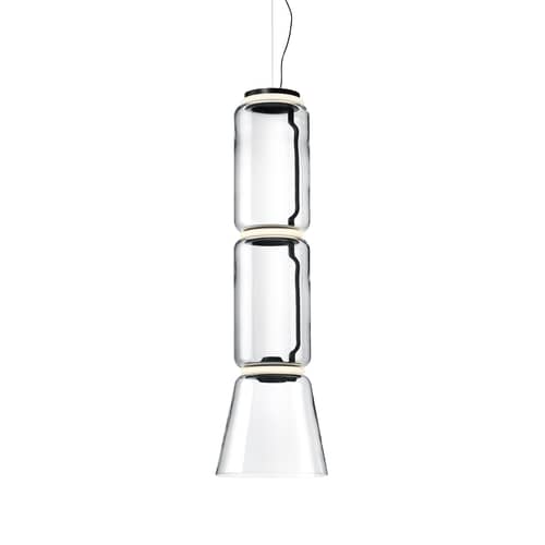 Pendelleuchte Noctambule Cône n°2 glas transparent / LED - Ø 36 x H 127 cm - Flos - H 127 cm / Transparent - geblasenes Glas, Gussaluminium, Stahl