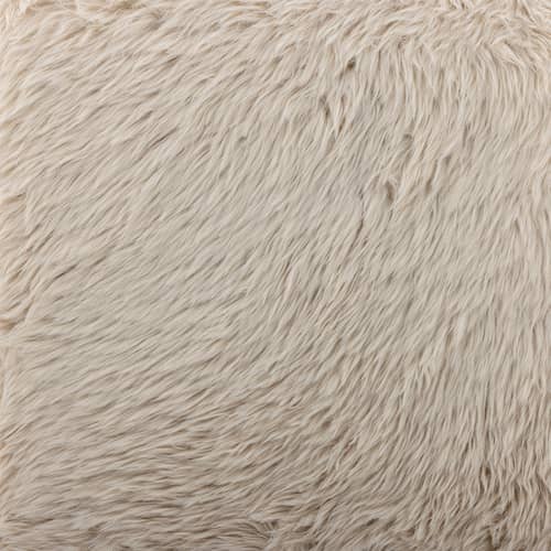 Pouf Bobbie tessuto beige / L 70 cm - Pelliccia - Bloomingville - Beige (pelliccia sintetica) - Legno, Pelliccia sintetica, Schiuma PU