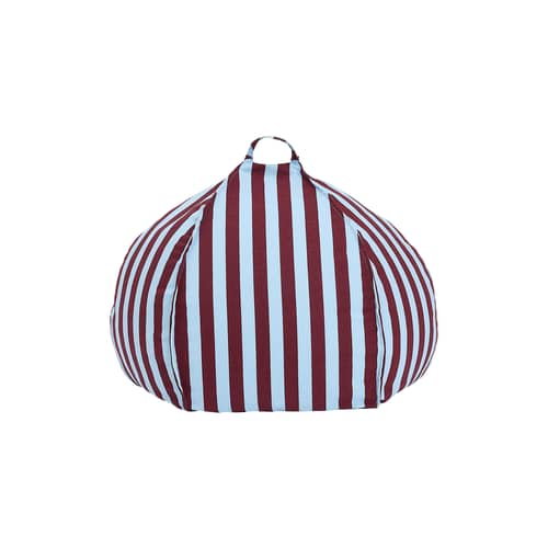Pouf enfant Vibes tissu bleu / Ø 70 cm - NOBODINOZ - Bordeaux & bleu / Rayé - Coton biologique, Polystyrène expansé