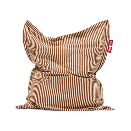 Pouf Original Slim Terry marron / Tissu éponge - 155 x 120 cm - Fatboy - Cognac / Crème -  Micro-billes EPS, Tissu éponge