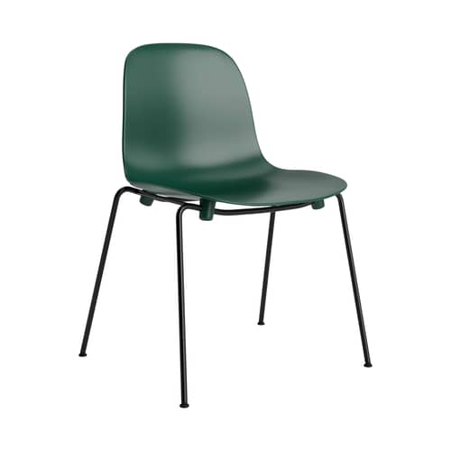Form Stacking chair plastic material green / 4 metal legs - Normann Copenhagen - Green - Lacquered steel, Polypropylene