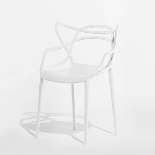 Masters Stacking chair plastic material white / Set of 4 Stacking chairs - Kartell - White - Recycled thermoplastic technopolymer