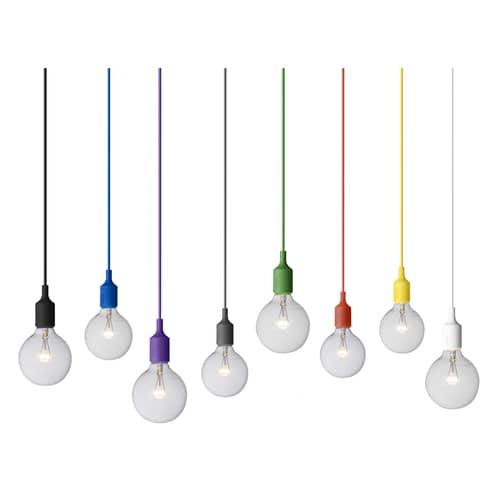 Suspension E27 plastique gris / Silicone - Ampoule incluse - Muuto - Gris foncé - Silicone