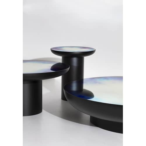 Table d\'appoint Francis métal verre noir miroir / Ø 40 x H 45 cm - Miroir - Petite Friture - Noir / Miroir coloré - Acier peint, Verre sécurit