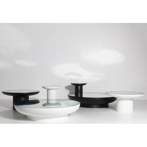 Table d\'appoint Francis métal verre noir miroir / Ø 40 x H 45 cm - Miroir - Petite Friture - Noir / Miroir coloré - Acier peint, Verre sécurit