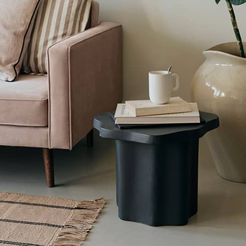 Table d\'appoint Sonja céramique noir / 42,5 x 46,5 x H 36 cm - BROSTE COPENHAGEN - Noir mat - Grès émaillé