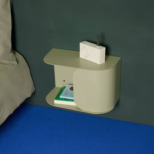Table de chevet murale Steel métal vert / L 40 cm - NOBODINOZ - Vert Olive - Acier laqué