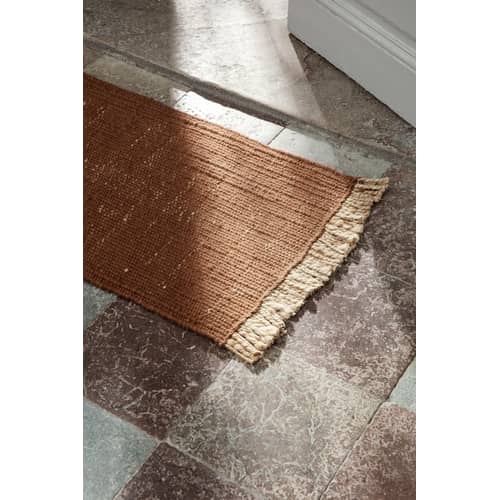 Tapis Block Mat  marron / 50 x 80 cm - Jute & bouteilles plastique recyclées - Ferm Living - Brique -  PET recyclé, Jute