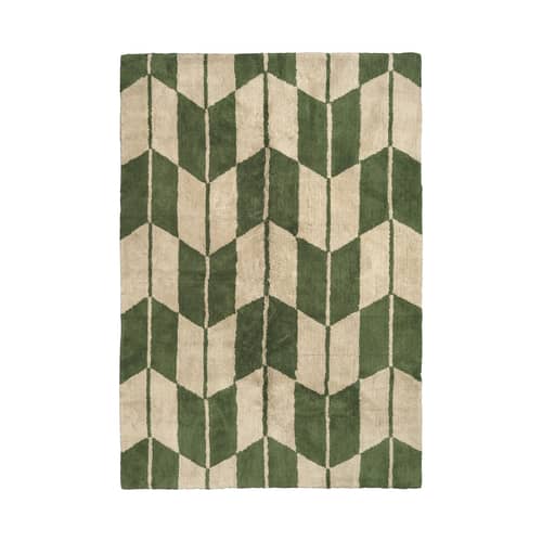 Teppich Ima textil grün / 200 x 140 cm - BROSTE COPENHAGEN - Mossgrün / Hafer - Baumwolle