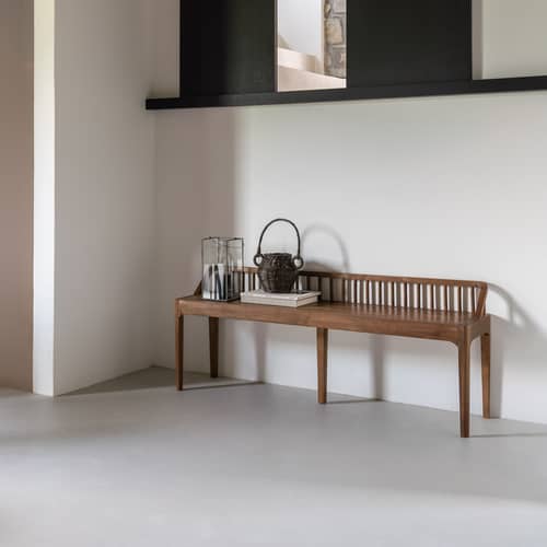 Bank Spindle holz braun / 150 cm - Recyceltes Teakholz - Ethnicraft - Teakholz - Recyceltes massives Teakholz