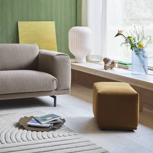 Canapé droit Rest tissu beige / 2 places - L 200 cm - Muuto - 2 places - L 200 cm -  Ouate, Contreplaqué, Mousse à froid, Tissu