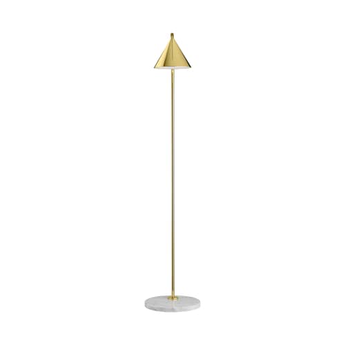 Lampadaire Captain Flint Indoor marbre or métal LED / H 154 cm - Orientable - Base marbre - Flos - Laiton / Base marbre blanc - Aluminium, Laiton brossé, Marbre