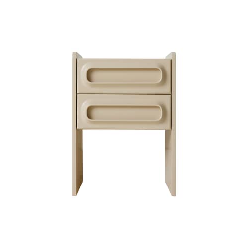 Comodino Space legno beige / 2 Cassetti - HK LIVING - Crema - MDF laccato
