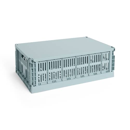 Couvercle  métal bleu / Pour panier Colour Crate Large 34,5 x 53 cm - Hay - Bleu Dusty - Acier