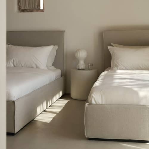 Elements End table composite material white / Ø 40 x H 42 cm - Microcement - Ethnicraft - Ø 40 cm / Off white - Microcement