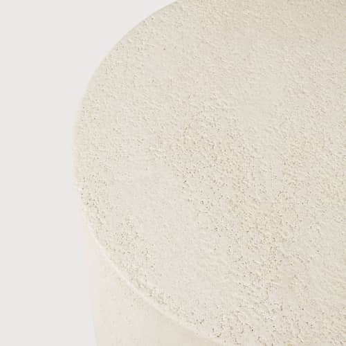 Elements End table composite material white / Ø 40 x H 42 cm - Microcement - Ethnicraft - Ø 40 cm / Off white - Microcement