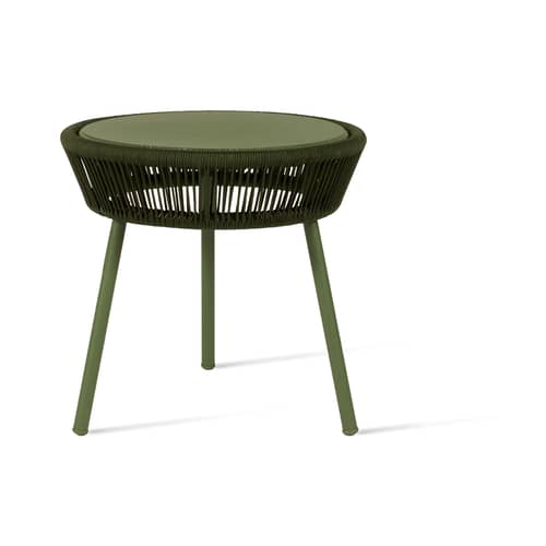 Loop End table metal synthetic fiber green / Hand-woven polyethylene cord - Vincent Sheppard - Green - Polypropylene rope, Thermolacquered aluminium