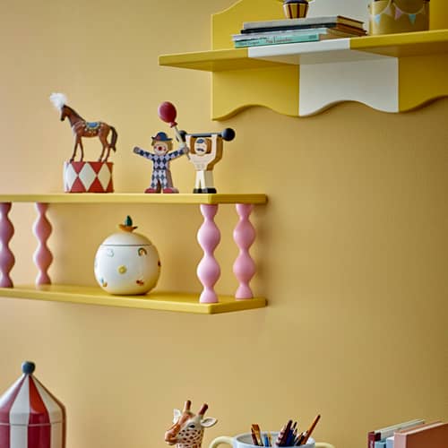 Etagère murale Bibiola bois jaune / L 60 x H 21.5 cm - Bloomingville - Jaune flashy / Rose pâle - MDF laqué