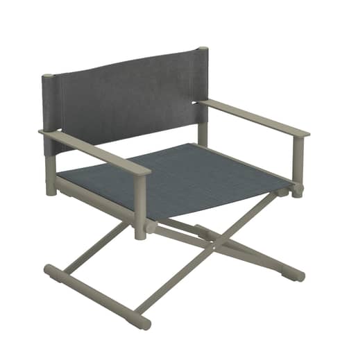 Fauteuil pliant Terra cuir tissu vert / Fauteuil directeur - Emu - Gris-vert / Eco-cuir gris-vert / Tissu gris pierre - Aluminium, Similicuir, Tissu technique