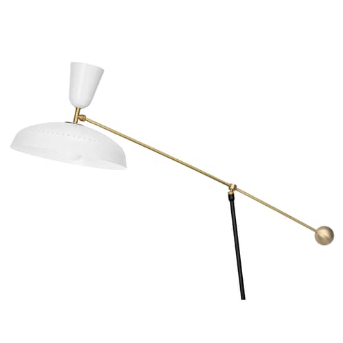 G1 Large Floor lamp metal white / 1951 reissue, Pierre Guariche - H 175 cm - SAMMODE STUDIO - Matt white - Aluminium, Brass