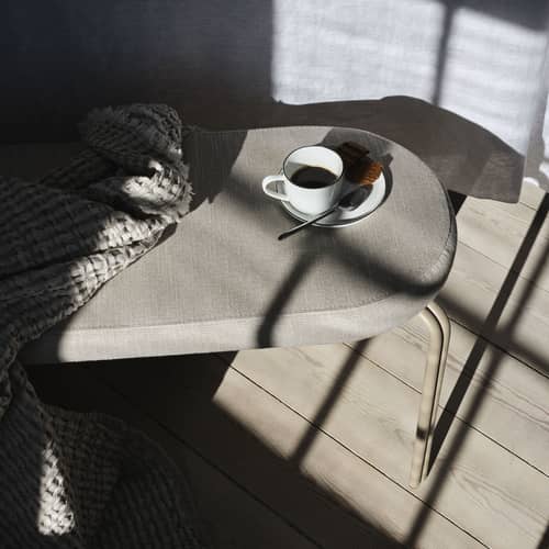Gepolsterte Bank Oda textil beige / L 110 cm - BROSTE COPENHAGEN - Beige - Baumwolle, Leinen, Metall, Polyesterfaser, Schaumstoff