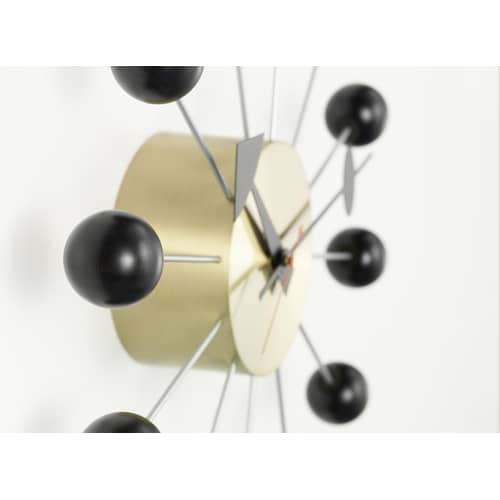 Horloge murale Ball Clock bois noir / By George Nelson, 1948-1960 / Ø 33 cm - Vitra - Noir / Laiton - Bois peint, Laiton