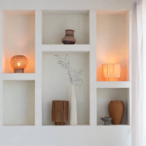 Lampe de table Barbados / Ø 25 x H 27 cm - Bambou - GOOD&MOJO - Marron & naturel - Bambou, Fer