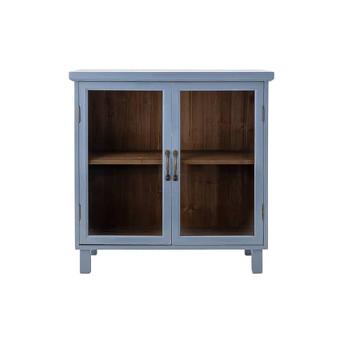 Mobile contenitore Hazem legno blu / L 80 x P 35 x H 80 cm - Bloomingville - Blu / interni in legno - Abete, Vetro temprato