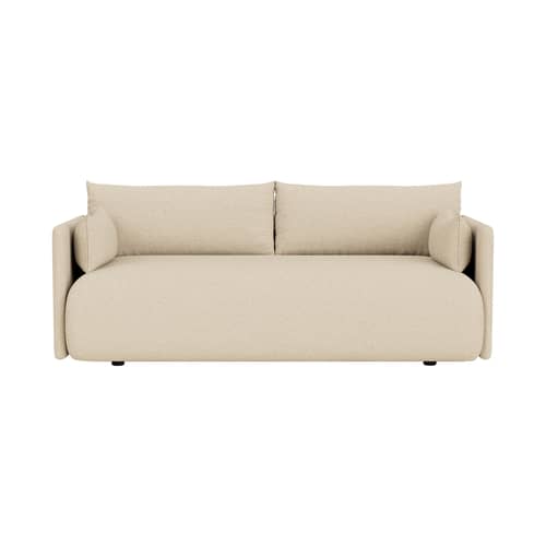 Sofa Offset textil weiß / 2-Sitzer - L 178 cm - Audo Copenhagen - Logan Sand / Naturfarben - HR-Schaum, Kiefer, Logan-Stoff, Stahlfedern