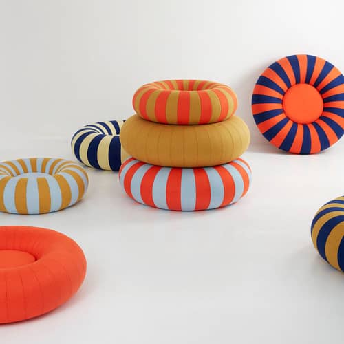 Pouf d\'extérieur gonflable Float Small tissu multicolore / Ø 80 cm - STUDIO ABOUT - Ocre / Rouge - Caoutchouc, Tissu polyester