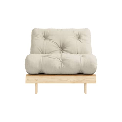 Fauteuil convertible Roots / Dormeuse & lit d\'appoint - 3 positions / Structure pin clair - KARUP DESIGN - Lin 914 / Pin clair - Fibres recyclées mélangées, Mousse, Pin massif certifié FSC, Tissu