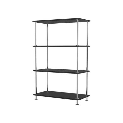 Scaffale Montana Free 300000 legno nero / L 73,4 x P 38 x H 109,9 cm - MONTANA - Nero 05 / Struttura cromata - Acciaio laccato, MDF laccato