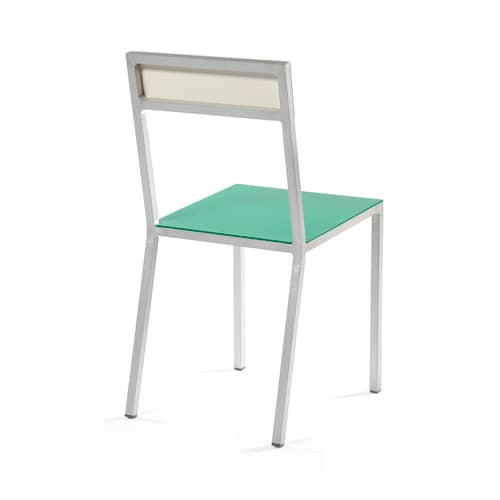 Stuhl Alu Chair metall grün / Aluminium - valerie objects - Sitzfläche grün / Rückenlehne weiß - Aluminium