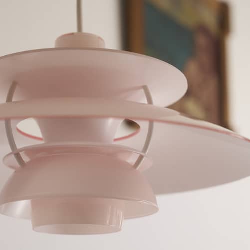 Suspension PH 5 Opal plastique rose / Ø 32 cm - Réédition 1958 - Louis Poulsen - Rose pâle - PMMA