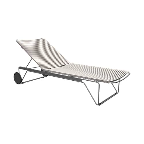 Transat inclinable à roulettes Click plastique blanc - Houe - Blanc cassé - Acier thermolaqué, Bambou, Polypropylène
