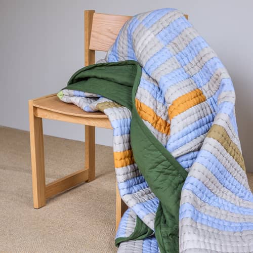 Decke Twist Block HÜBSCH / Tagesdecke gesteppt - 260 x 260 cm - Bunt - Textil