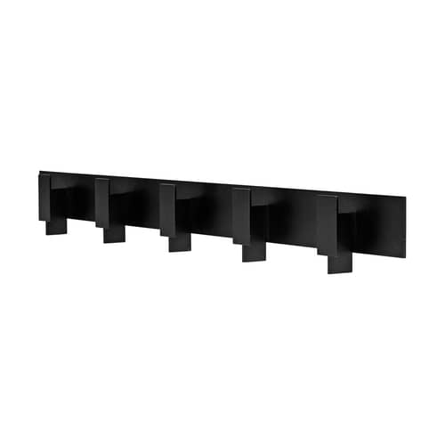 Lager Wall coat rack metal black / L 71 cm - 5 hooks - Ferm Living - Black - Powder-coated iron