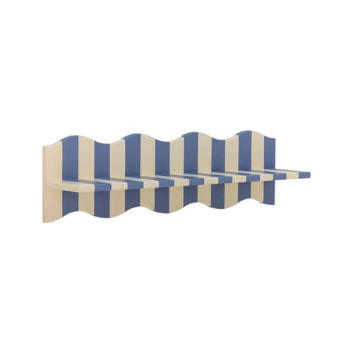 Bubbi Wall shelf wood blue / L 80 cm - Bloomingville - striped blue - Lacquered MDF