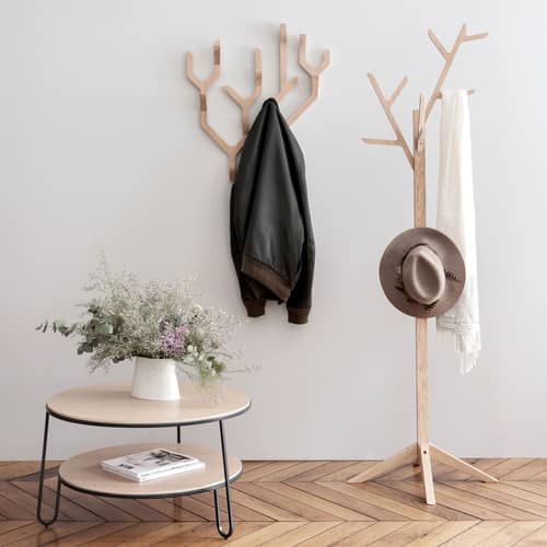 Wandgarderobe Ambroise holz schwarz / L 56.5 x H 67.7 cm - Eiche - Hartô - Schwarz - MDF Furnier getönte Eiche