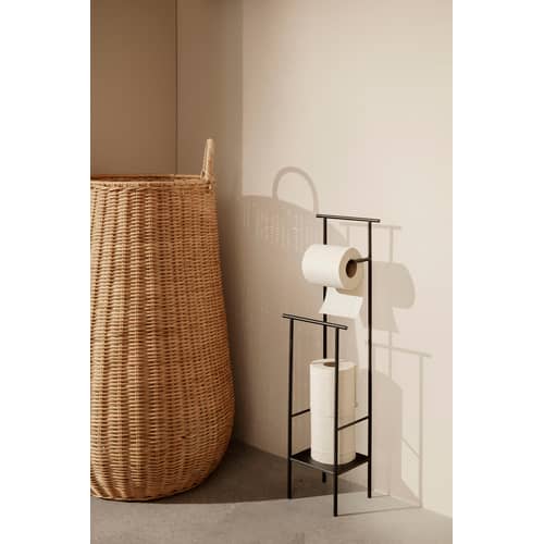cesto della biancheria sporca Braided fibre legno naturale / Ø 42 x H 80 cm - Rattan - Ferm Living - Rattan naturale - Rattan intrecciato