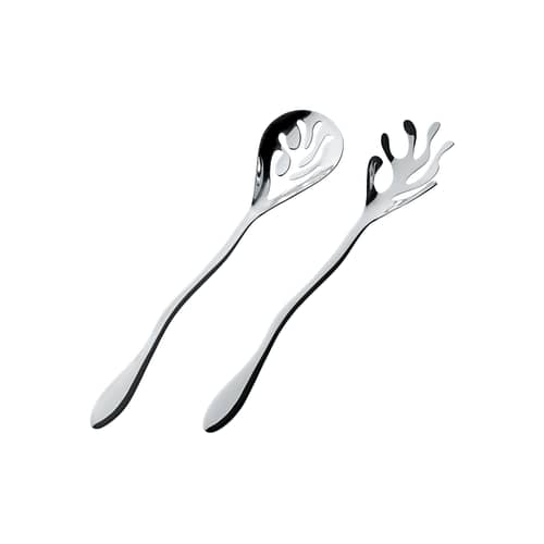 Couverts à salade Mediterraneo métal - Alessi - Acier poli - Acier inoxydable