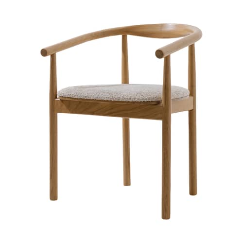 Fauteuil Contour bois naturel - COLORTHERAPIS - Chêne /Tissu bouclé écru - Chêne massif, Tissu bouclé