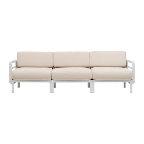 Modulares Gartensofa Maximo textil beige / 3-Sitzer - L 253.5 cm - NARDI - Kreideweiß / Beige Stoff Perlen - Glasfaserverstärktes Harz, Polyurethan-Schaum, Sunbrella® Acrylstoff