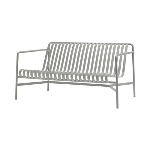 Palissade Lounge 2-seater outdoor sofa metal grey W 139 cm - R & E Bouroullec - Hay - Light grey - Epoxy lacquered steel