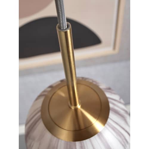 Carrara Pendant glass white gold / Ø 16 cm - Marble effect glass - It\'s about Romi - White marble effect / Gold - Glass, Metal