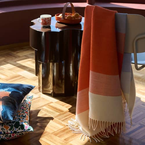 Hennika Plaid textile orange / 120 x 180 cm - Marimekko - Hennika / Orange, Blue, White - Cotton, Wool
