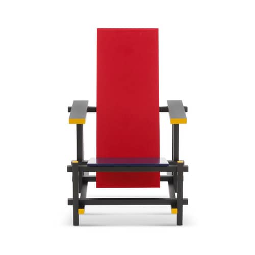 Poltrona Red and Blue legno blu rosso / Gerrit Thomas Rietveld, 1918 - CASSINA - Blu, rosso, nero, giallo - Faggio massello, Multistrato di betulla