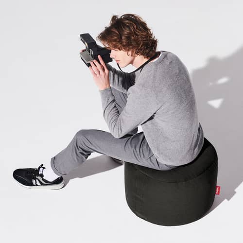 Pouf Point Canvas / Recyclé - Ø 50 cm - Fatboy - Noir Réglisse -  Micro-billes EPS, Polyester recyclé